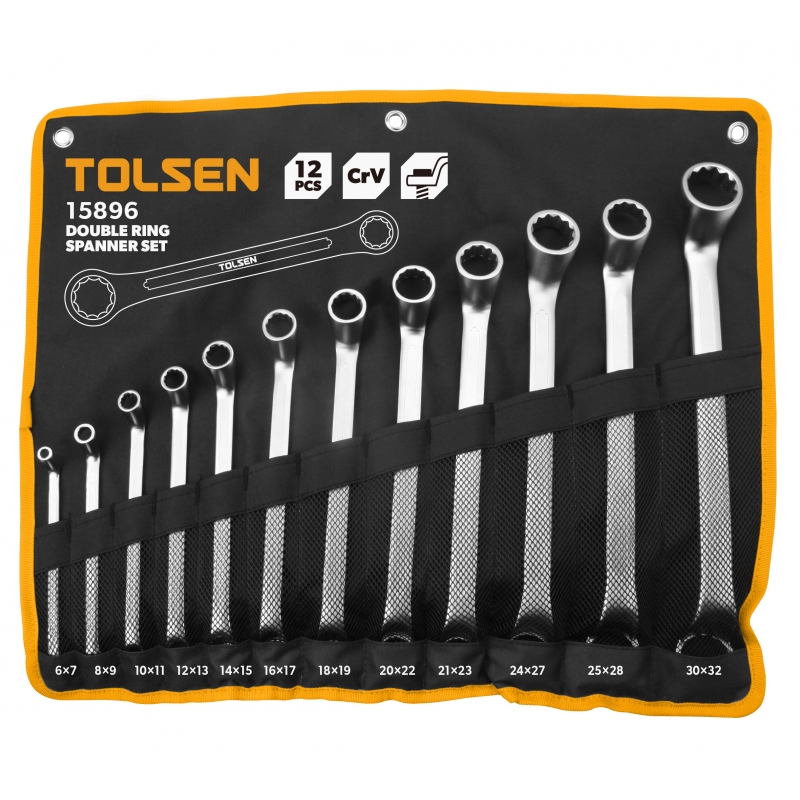 Zestaw kluczy oczkowo-wygiętych 12 cz. TOLSEN
