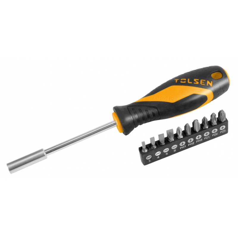 Wkrętak 1/4" z bitamI 11 elem. TOLSEN