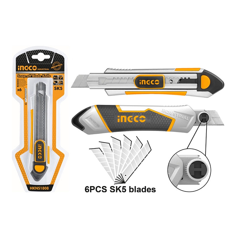 Nóż aluminiowy 18 mm 6 szt. ostrze łamane