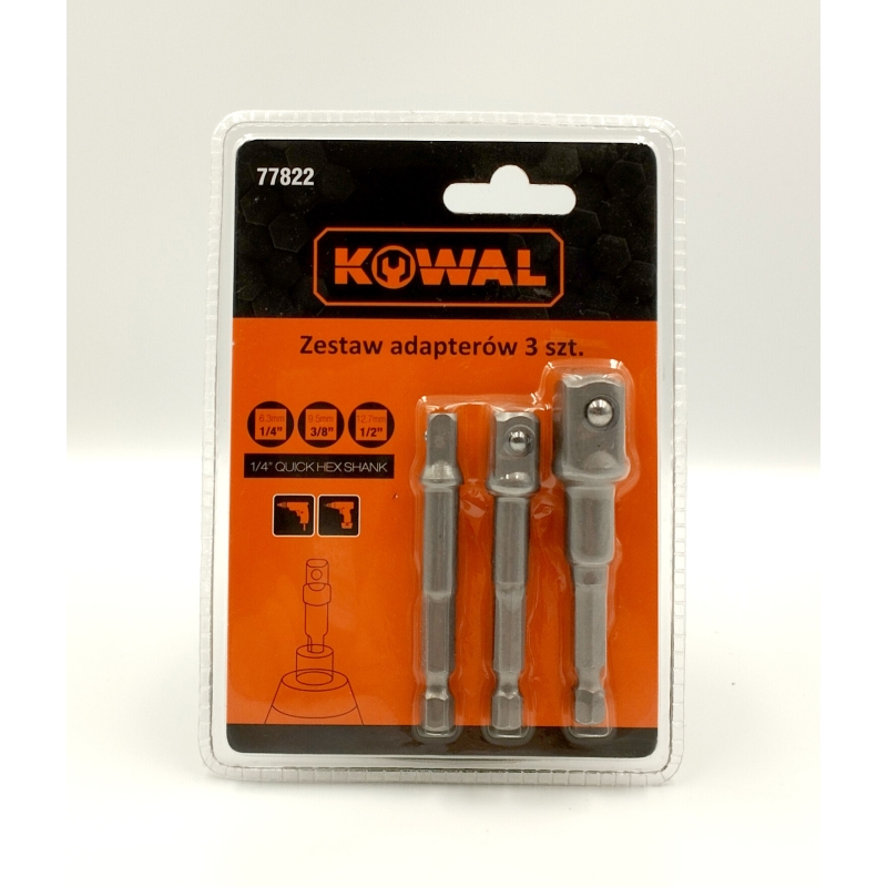 Adaptery kpl. 1/4" 3/8" 1/2" KowaL