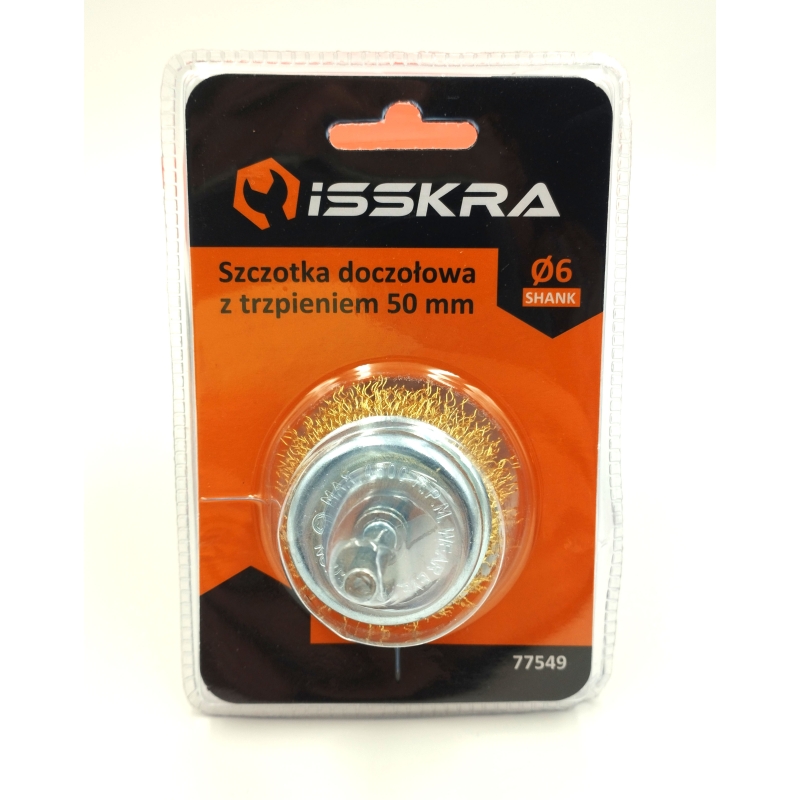 Szczotka doczołowa z trzpieniem drut falowany 50 mm ISSKRA