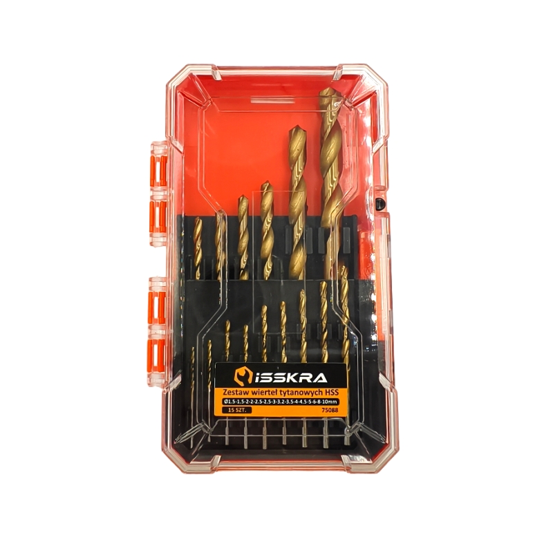 Komplet wierteł tytanowych HSS 15 szt. ISSKRA