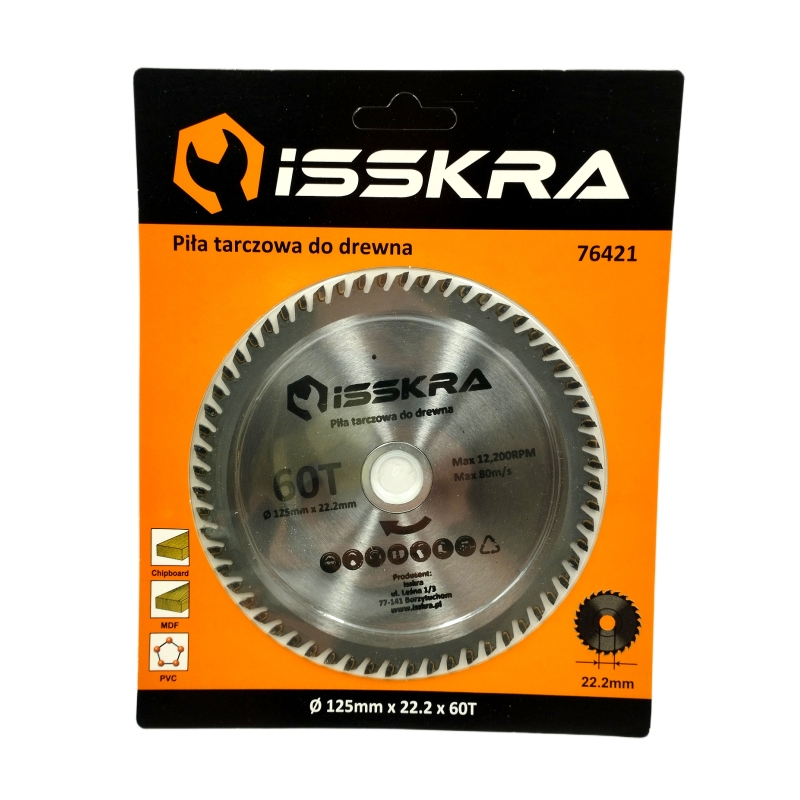 Piła tarczowa do drewna 125/22,2 x 60 z ISSKRA