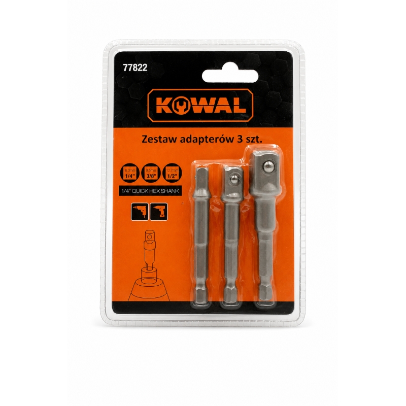 Adaptery kpl. 1/4" 3/8" 1/2" KowaL