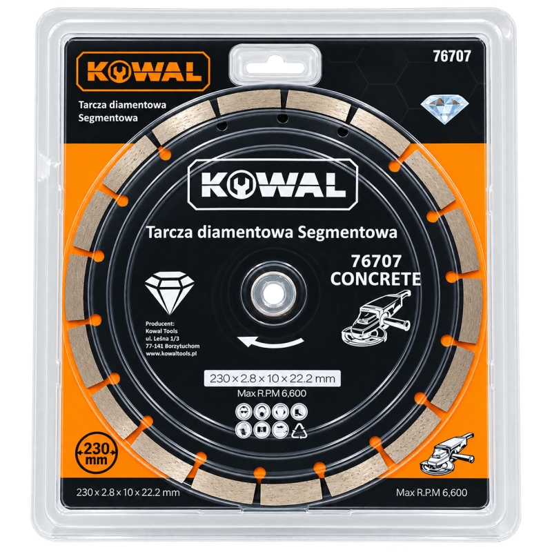 Tarcza diamentowa SEGMENTOWA 230 mm KowaL