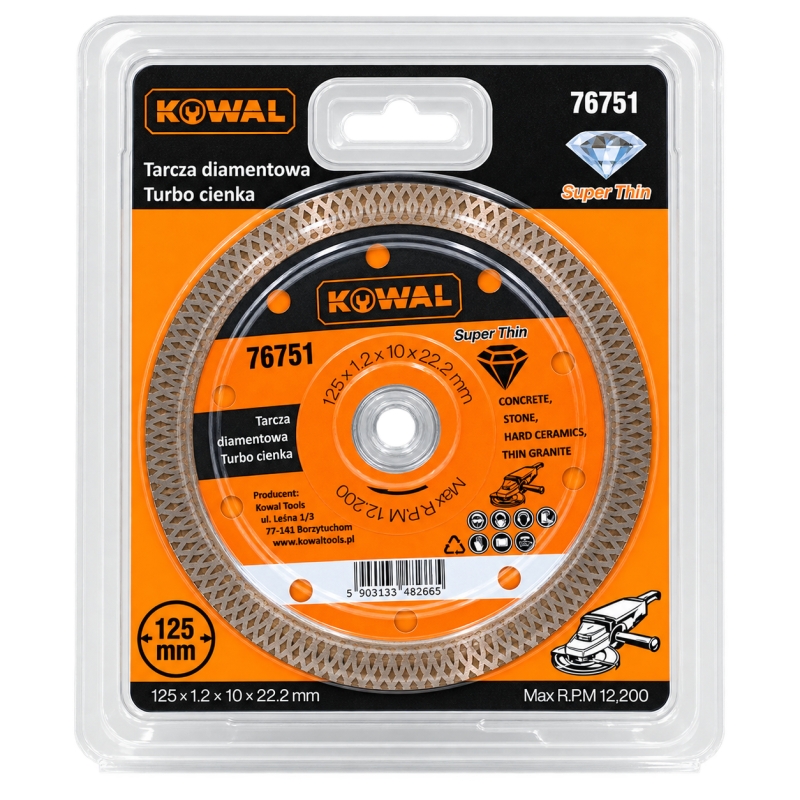 Tarcza diamentowa TURBO CIENKA 125 mm KowaL