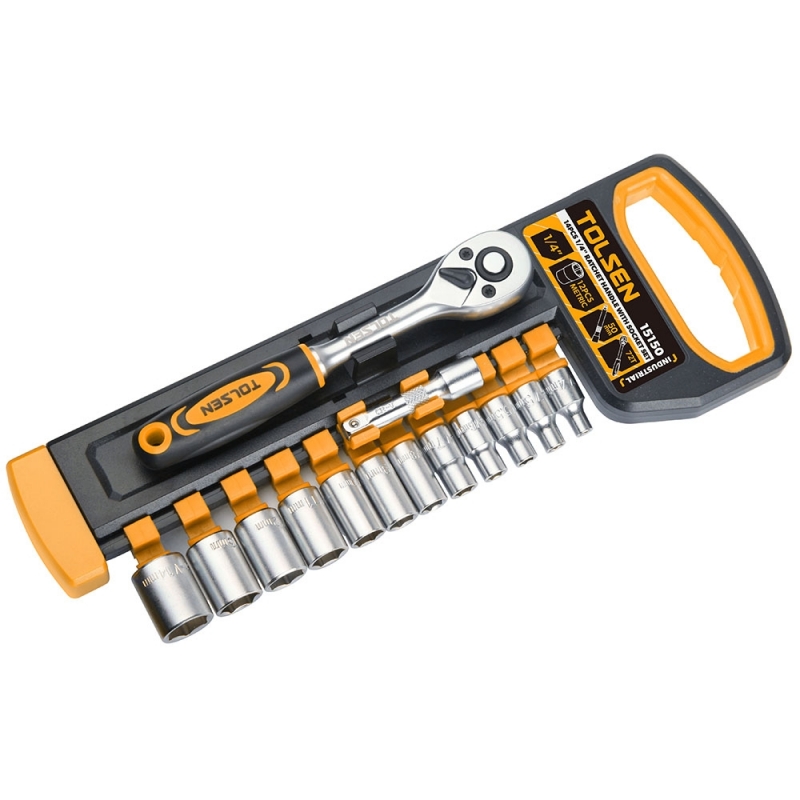 Zestaw nasadek z grzechotką 1/4" 14 elem. TOLSEN